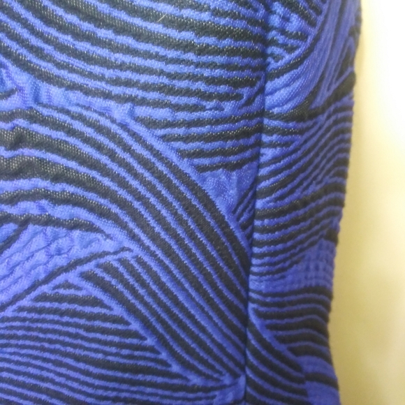 Andrew Gn 2015 Royal Blue, Black & White Trapunto/Quilted Style Skater Dresd - Picture 4 of 9